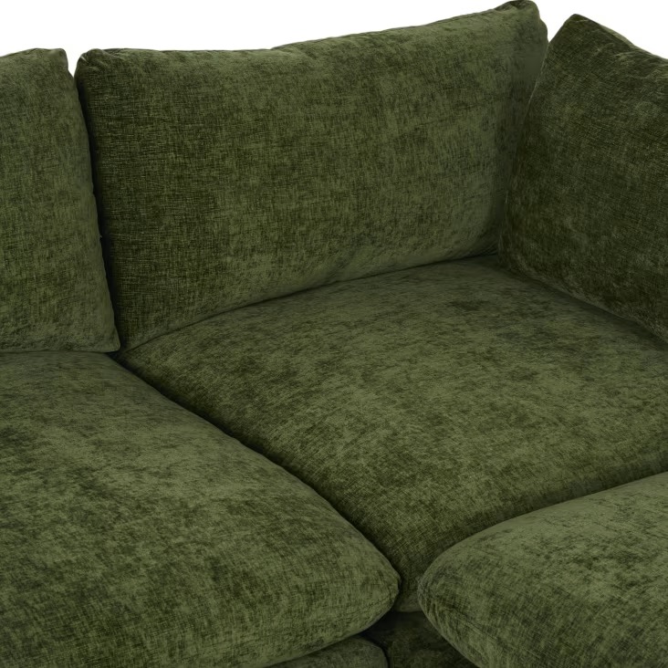 Canapé d'angle droit Sunset 5/6 places en textile chenille vert