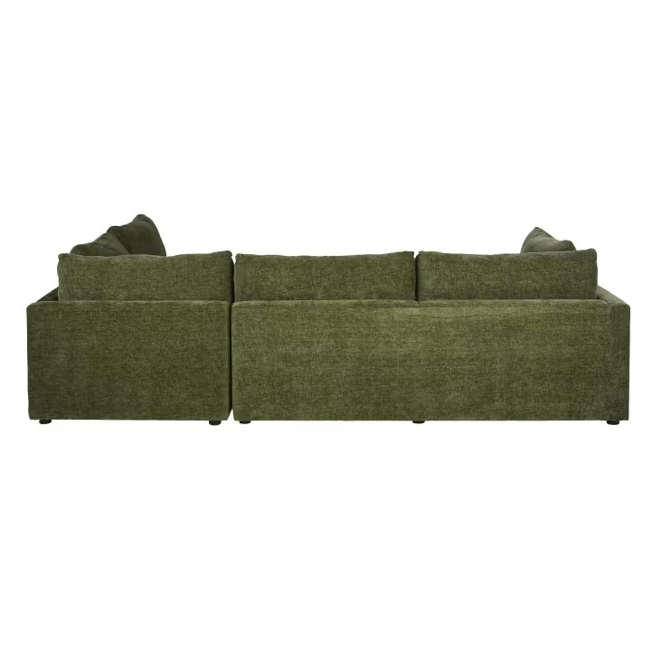 Canapé d'angle droit Sunset 5/6 places en textile chenille vert
