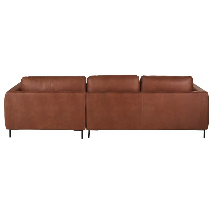 Canapé d'angle droit City 4/5 places en cuir recyclé marron