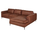 Canapé d'angle droit City 4/5 places en cuir recyclé marron