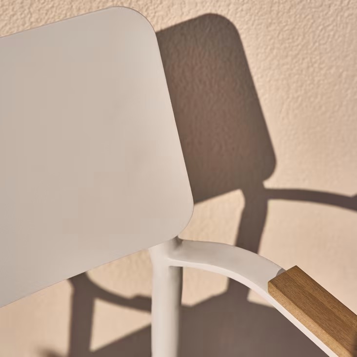 Fauteuil à dîner de jardin Quepos en aluminium et toile plastifiée écrus