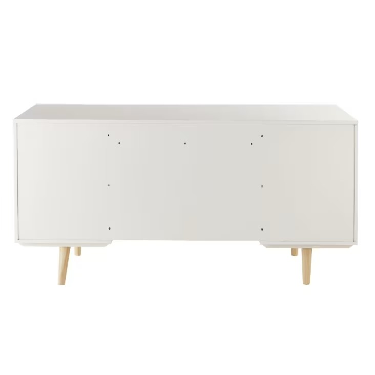 Bureau 1 porte 4 tiroirs blush blanc, gris et rose