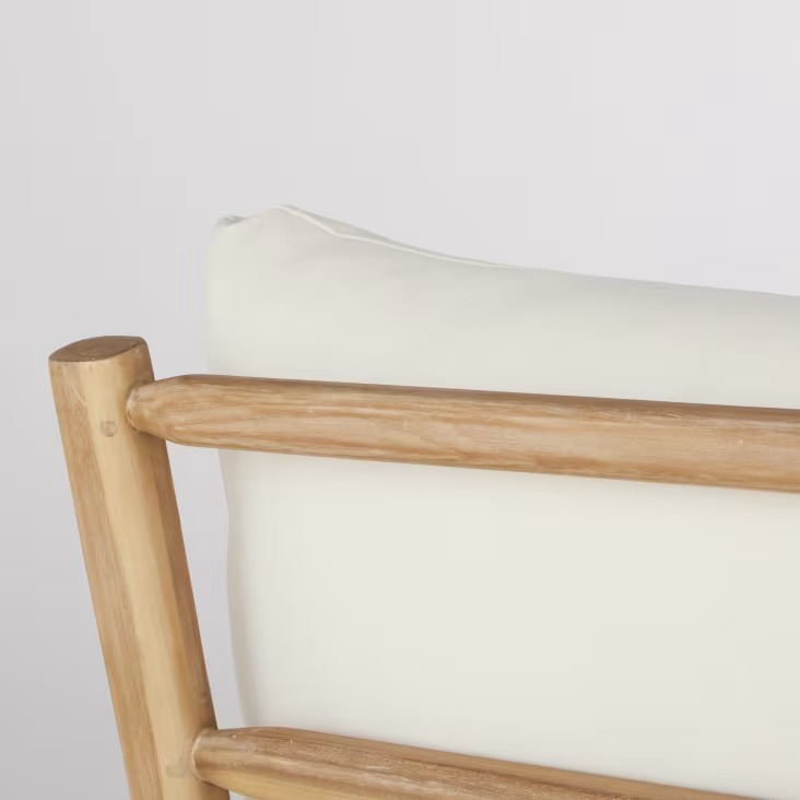 Angle pour canapé de jardin Negara modulable en bois d'acacia et coussins écrus