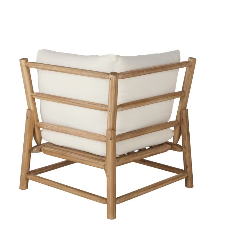 Angle pour canapé de jardin Negara modulable en bois d'acacia et coussins écrus
