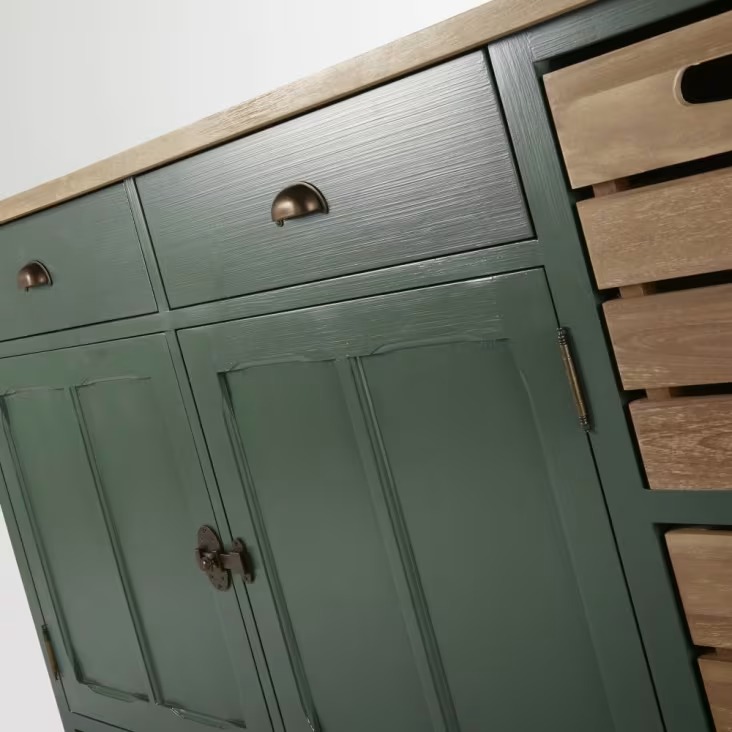 Buffet enfilade Beaumont 2 portes et 4 tiroirs vert foncé