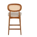 Chaise Fifty pour îlot central en bois d'hévéa, lin écru et tressage H66