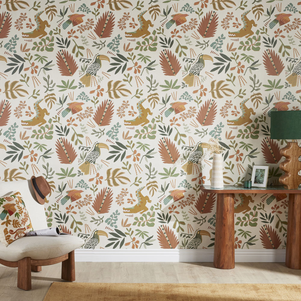 Papier peint Alya intissé motif tropical multicolore 336x300