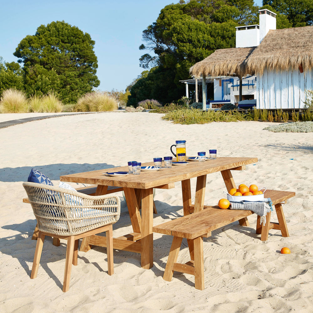 Table de jardin Tecka en bois 8 personnes en teck recyclé L200