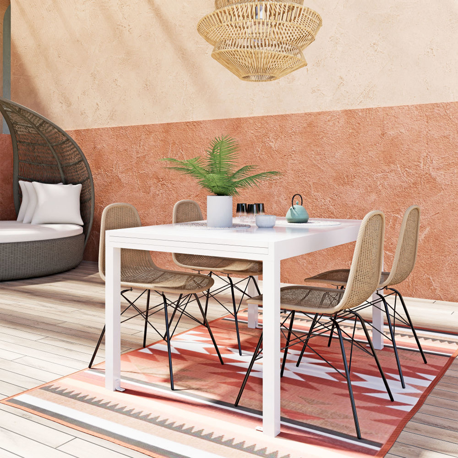 EXTENSO - Table de jardin extensible en aluminium blanc 6/12 personnes