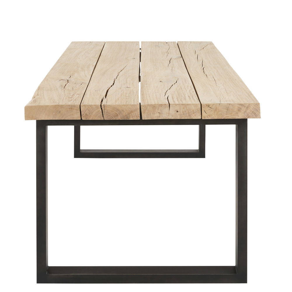 Table à manger Malouine en chêne massif et métal noir 10 personnes L220