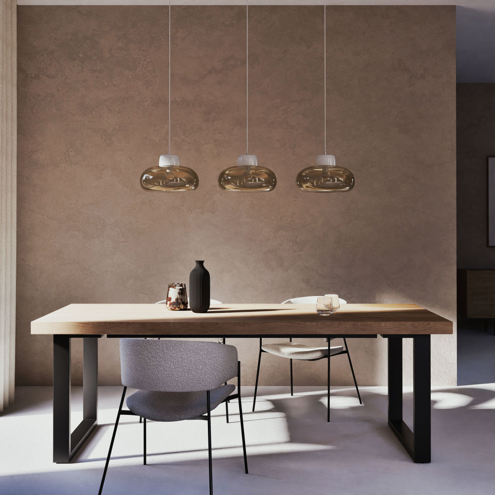 Table à manger Malouine en chêne massif et métal noir 10 personnes L220