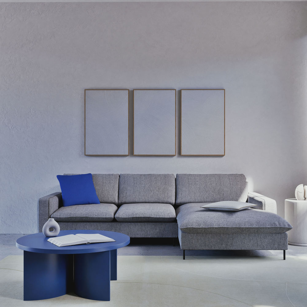 Canapé d'angle droite City 5 places gris chiné