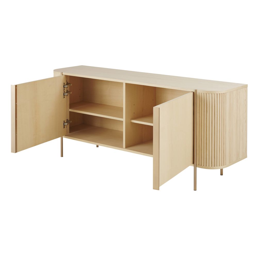 Buffet Ormond 2 portes beige et métal coloris laiton