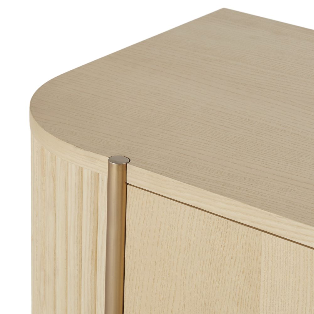 Buffet Ormond 2 portes beige et métal coloris laiton