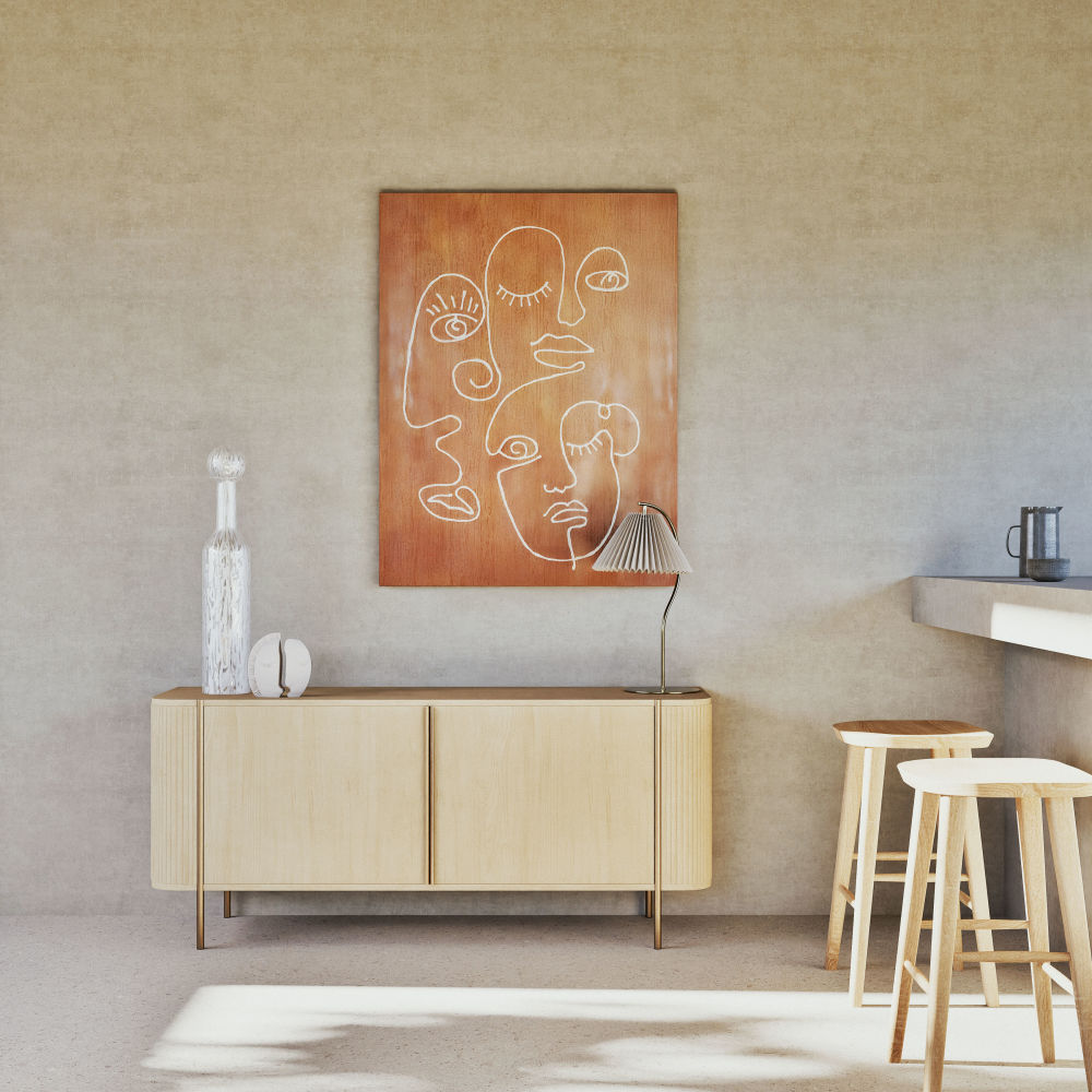 Buffet Ormond 2 portes beige et métal coloris laiton