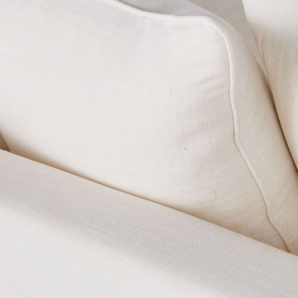 Canapé convertible Barcelone 3/4 places en lin lavé blanc, matelas 6 cm