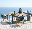 Table de jardin Pianosa en acacia massif et métal noir 6/8 personnes L190