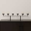 Photophore Happolyte en métal noir et verre transparent