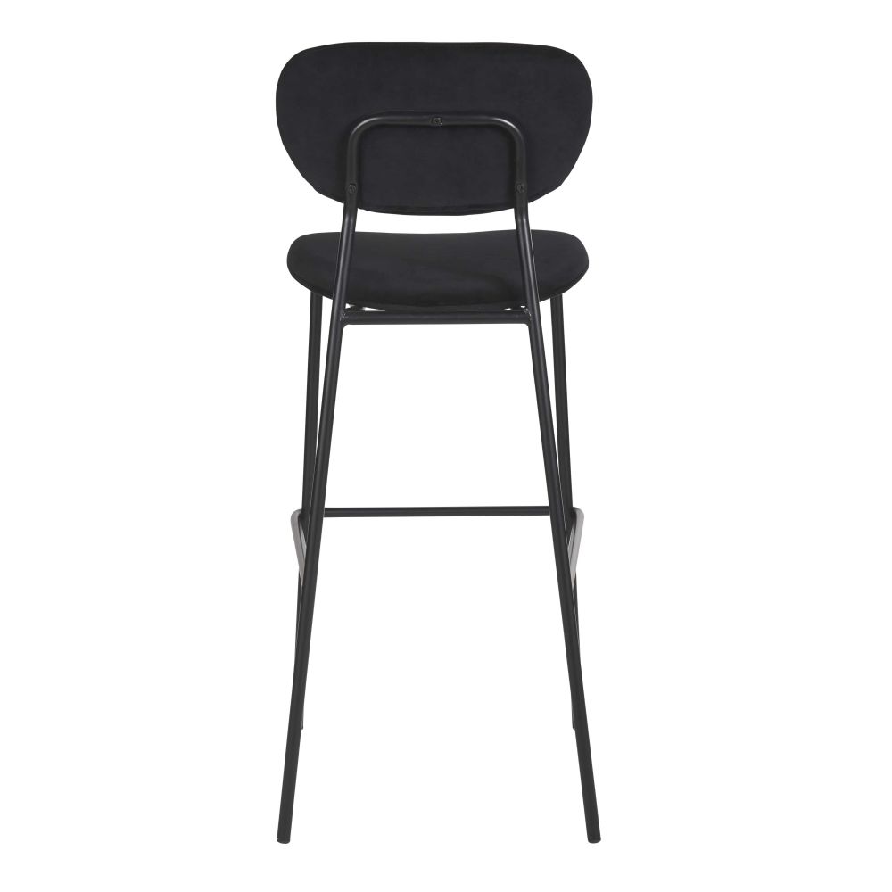 Chaise de bar Oscarine Business en velours noir et acier noir