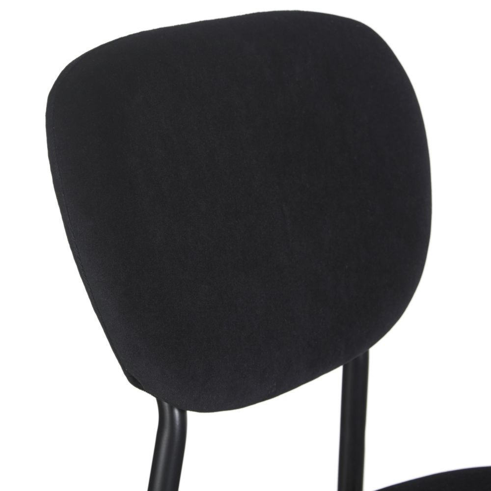 Chaise de bar Oscarine Business en velours noir et acier noir