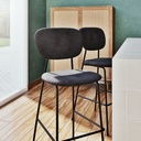 Chaise de bar Oscarine Business en velours noir et acier noir