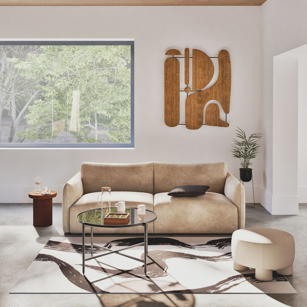 Déco murale abstraite Arsene en bois de manguier 89x123