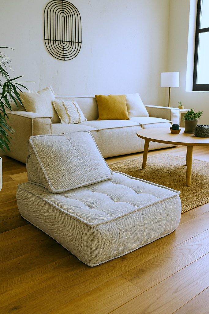 Chauffeuse Harmonie pour canapé modulable blanc crème