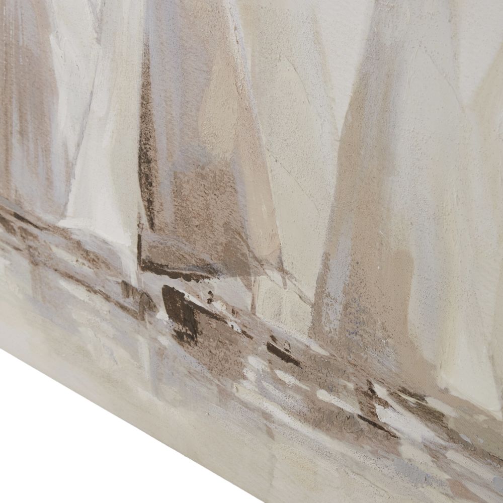 Toile peinte Baptiste voiliers bleus et beiges 120x60