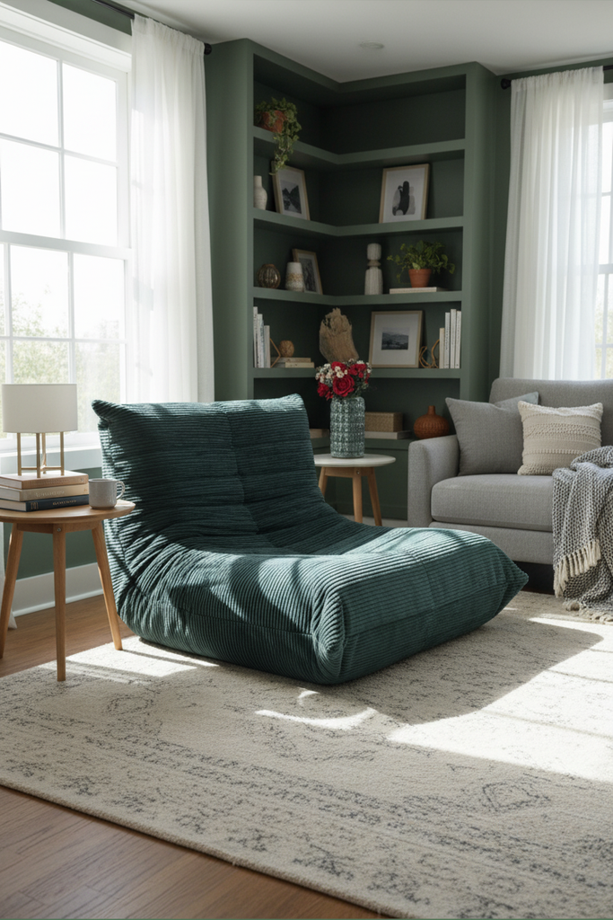 Chauffeuse Barnaby en tissu côtelé vert