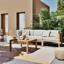 Table basse de jardin Livio en bois d'eucalyptus L80