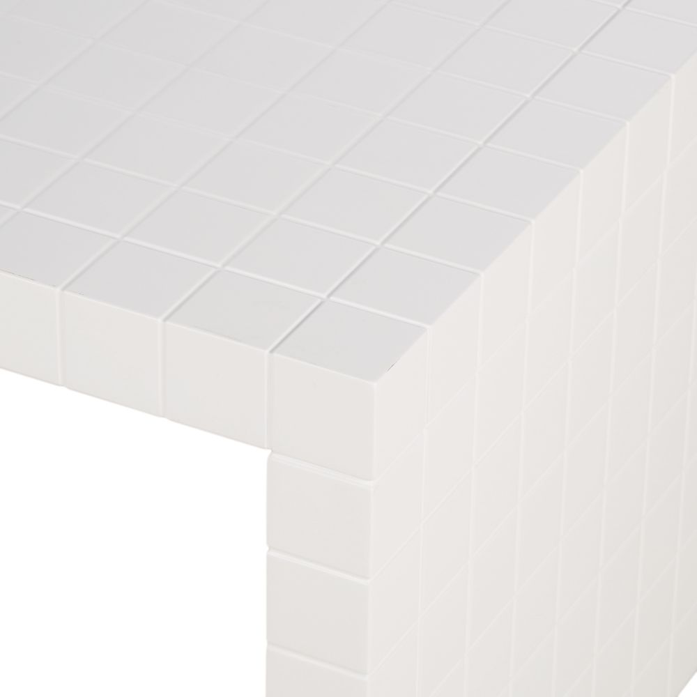 Table basse Quadrillo coloris blanche à carreaux L110