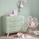 Commode Sweet verte , 3 tiroirs compatible plan à langer