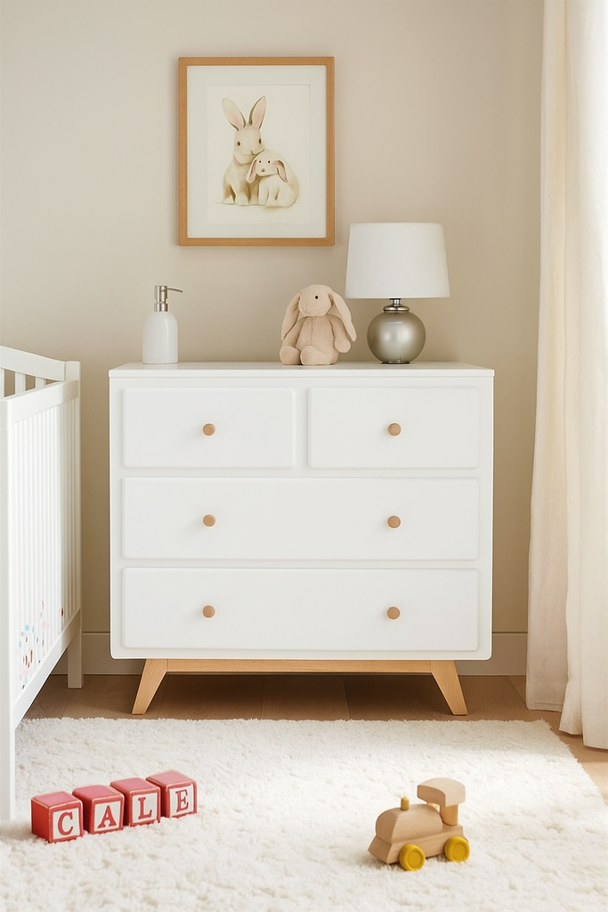 Commode Sweet style scandinave 4 tiroirs blanche