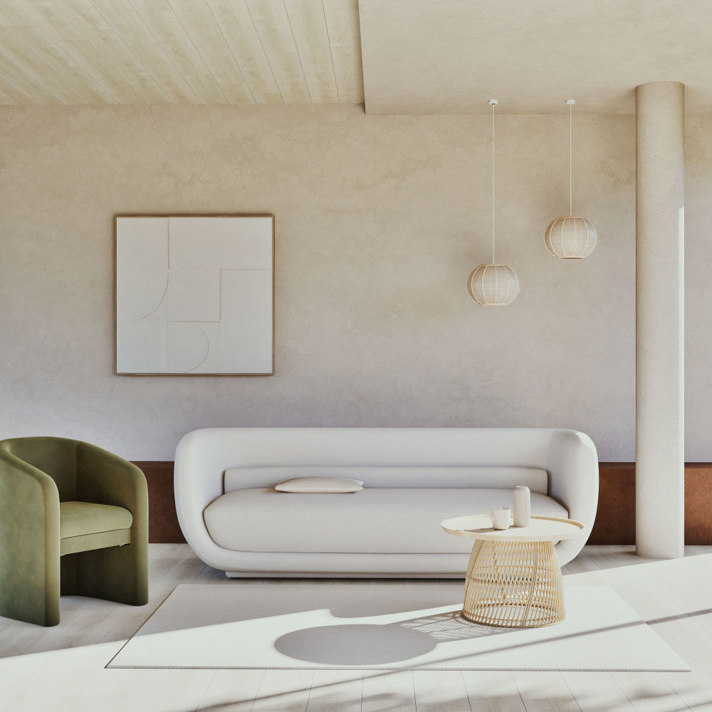 Canapé Flare 3/4 places beige tramé