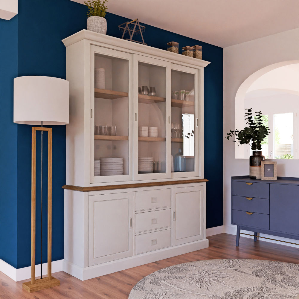 Vaisselier Leandre 3 portes blanc