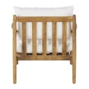 Fauteuil Indiana en bois d'acacia coussins en coton et lin écrus