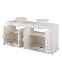 Meuble double vasque Kerala en manguier massif blanc effet vieilli