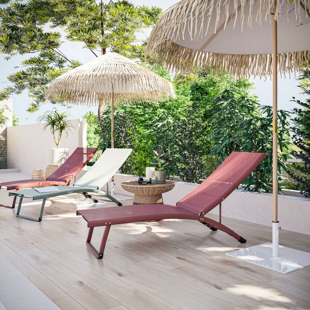 Bain de soleil Hurghada en aluminium et toile plastifiée terracotta