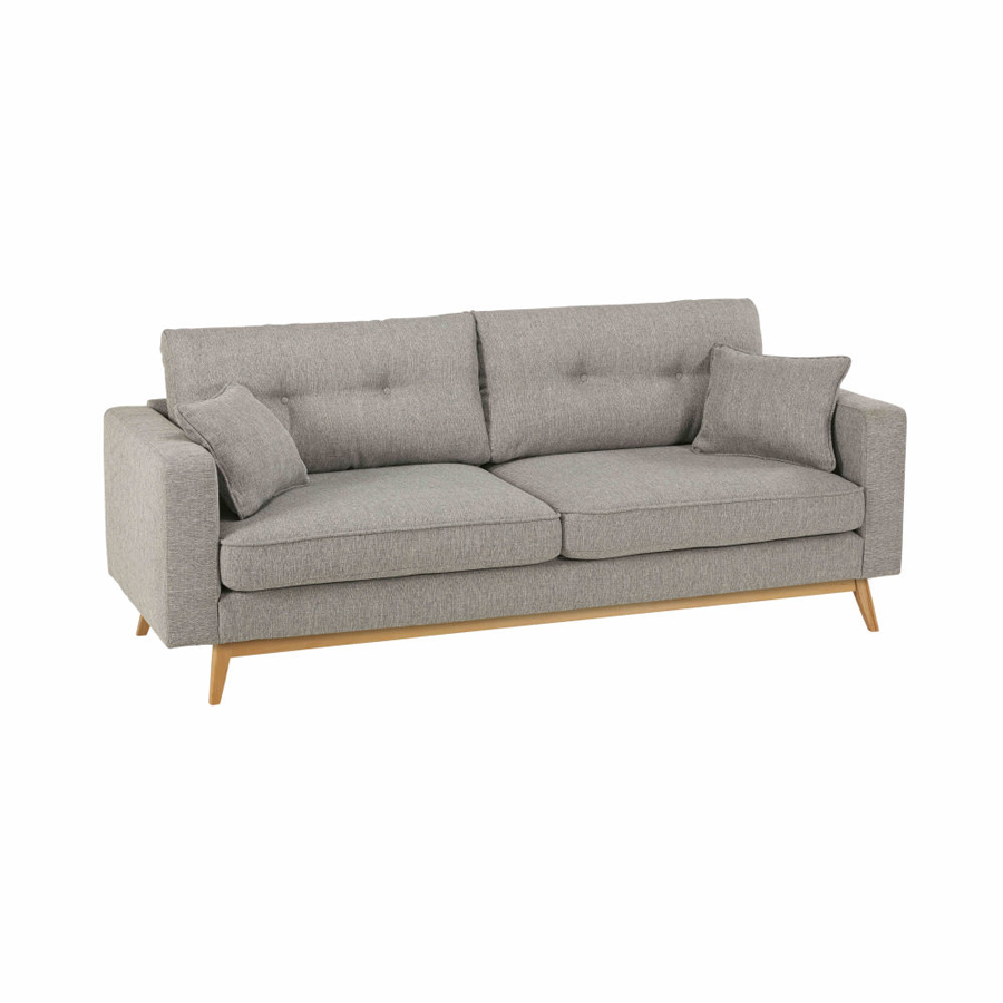 BROOKE - Canapé style scandinave 3 places gris clair