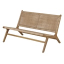 Banquette de jardin Nairobi 2 places en résine tressée imitation rotin et bois d'acacia massif