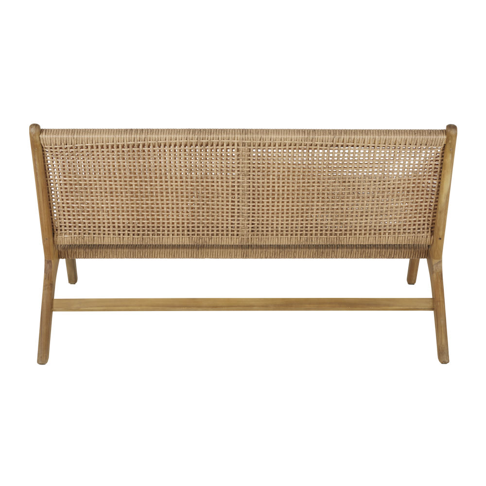 Banquette de jardin Nairobi 2 places en résine tressée imitation rotin et bois d'acacia massif