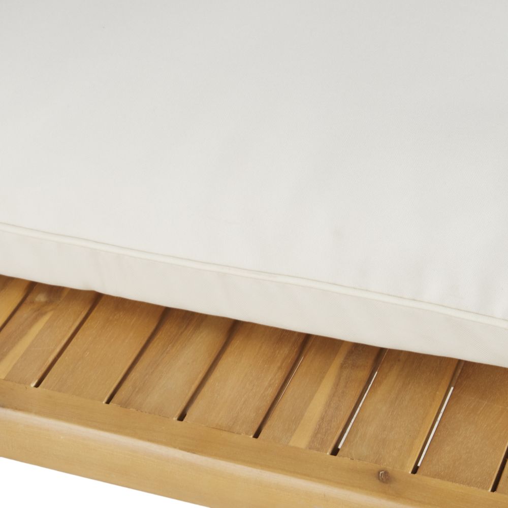 Salon de jardin Acacio 3 places en bois d'acacia massif et coussins en tissu recyclé écru