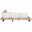 Salon de jardin Bahamas 5 places en aluminium et bois d'acacia massif avec coussins écrus