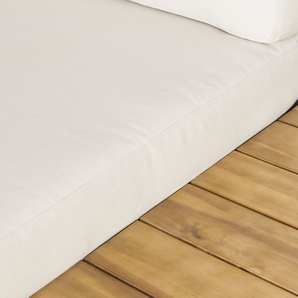 Salon de jardin Bahamas 5 places en aluminium et bois d'acacia massif avec coussins écrus