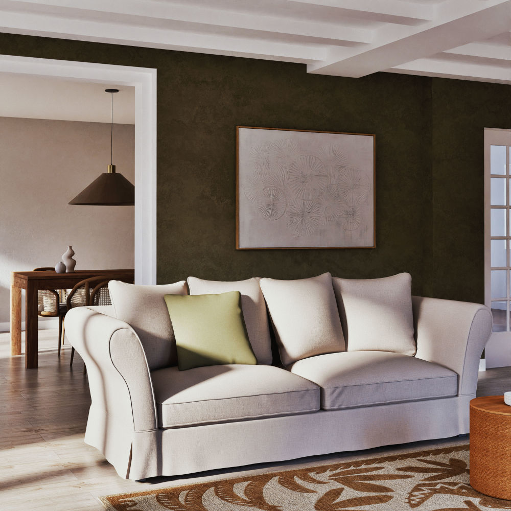 Canapé Roma 3/4 places en tissu beige effet lin