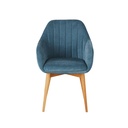Fauteuil de table Archie bleu et pieds en bois de chêneie)