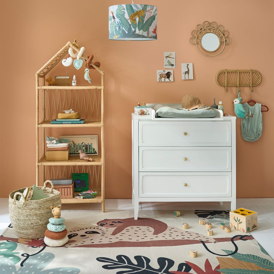 CHAMAREL - Commode avec plan à langer 3 tiroirs blanche