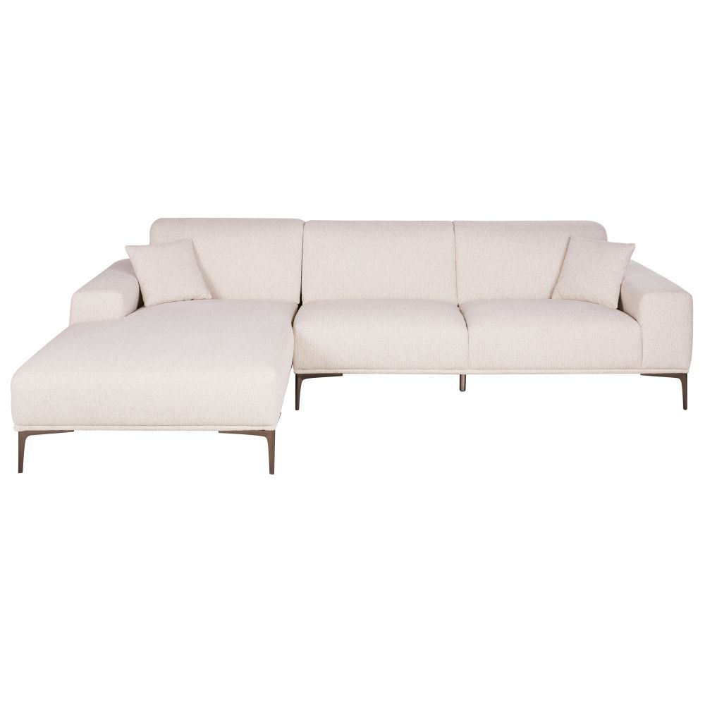 Canapé d'angle gauche Tokyo 5 places en textile tramé beige