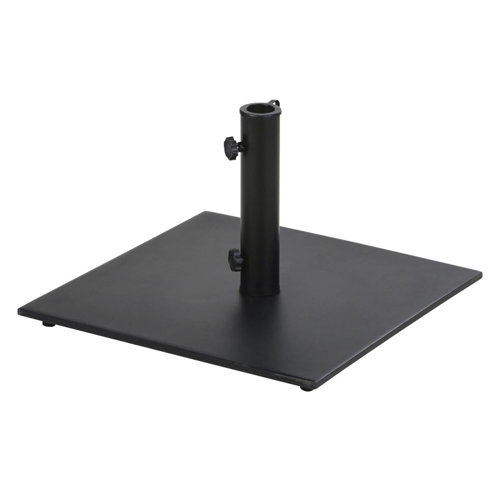 Pied de parasol Fuzu carré en acier noir 25 kg