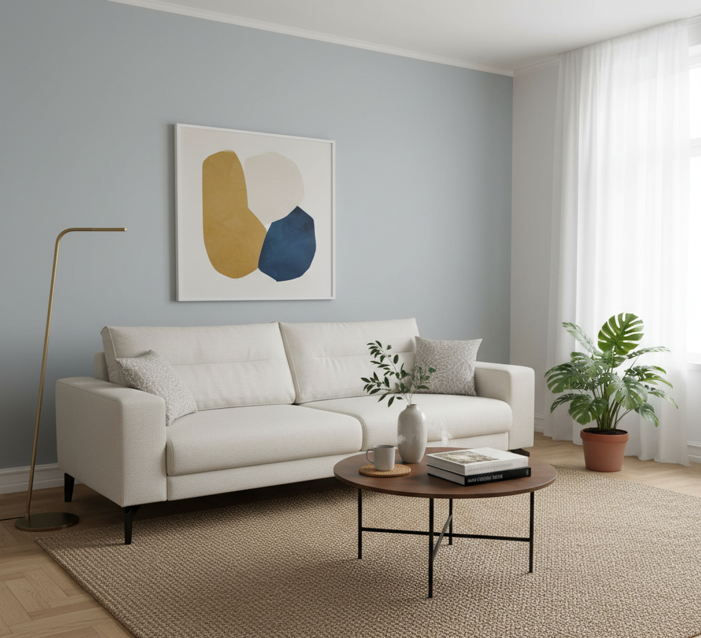 Canapé clic-clac Amelia 3 places en tissu beige clair